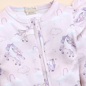Ropa de bebé de alta calidad con estampado de unicornio de bambú elastano con cremallera - Product Image 4