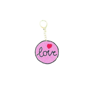 Llavero de tela ajustable con texto personalizado y cuentas, diseño de corazón, elegante, romántico, moderno, con combinación de colores, lindo, para regalos y accesorios. - Product Image 1