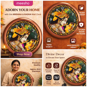 Reloj de Pared Moderno con Impresión Personalizada de Radha Krishna - Decoración Espiritual de Lujo para el Hogar, Regalo para el Día de la Madre y Navidad - Product Image 3