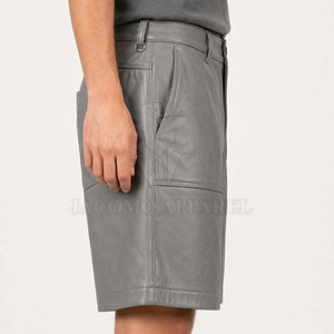 OEM ODM Custom Men Leather Jorts Loose Fit <b>PU</b> Leather jorts With Cargo Pockets Factory Wholesale Supply - Product Image 5