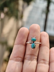 Genuine Turquoise <b>Cat</b> <b>Ring</b> Twisted Rope Band 925 Sterling Silver Animal Lover Jewelry Handmade - Product Image 2