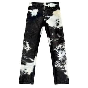 Pantalon Moto Homme Noir en PU Enduit, Taille Haute, Coupe Droite, Fermeture Boutonnée, Rivets Décoratifs, Tissu Tissé Lourd, Style Hiver - Product Image 5