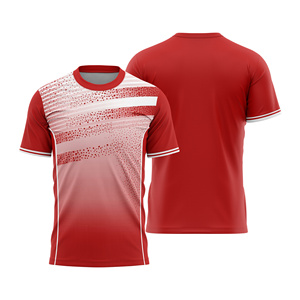 Custom Sublimated Soccer Jersey Unisex Red White Gradient Crew Neck Short Sleeve Lightweight Color Block Moisture Wicking - Product Image 1