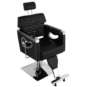Sedia da Barbiere Nera HZ88111 N001 con Vassoio Quadrato Zincato, Rivestimento in Pelle PVC e Poggiapiedi Retrattile, Capacità 136 kg - Product Image 5