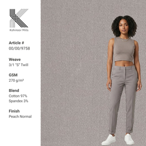 Cotton Spandex Stretch Twill Fabric 270 GSM 3/1 S Twill <b>Women</b> Trouser <b>Smart</b> Casual Apparel Textile OEM ODM Supplier - Product Image 1