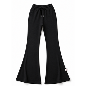 Men's Black Flare Pants Side Pockets <b>Elastic</b> <b>Waist</b> Drawstring OEM Multiple Pockets Casual Style Autumn Wear Breathable Quick Dry - Product Image 6