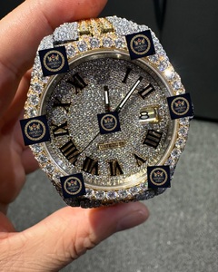 Reloj Imperial Jewels de Lujo con Números Romanos, Dos Tonos, Completamente Cubierto de Moissanita Amarilla, Mecánico Automático, de Acero Inoxidable, con GPS, 10 Bar - Product Image 1
