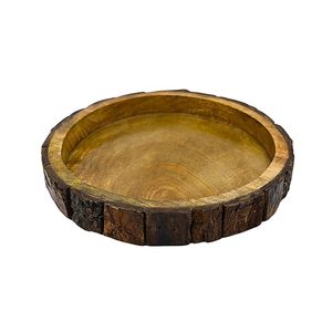 Plateau de service rond en bois fait main, design minimaliste, plateau en bois massif pour plats par Curio Craft - Product Image 3