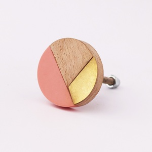 Bulk Decorative Wood Door Knobs Pink Drawer Knobs and Pulls Round <b>Cupboard</b> Cabinet Dresser Knobs for Kids Room - Product Image 1