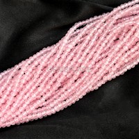 Perles rondes micro-facettées en calcédoine rose naturelle 2MM, perles en calcédoine rose pour la fabrication de bijoux, vente en gros, facettées coupe diamant