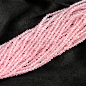 Natural Pink Chalcedony Micro Faceted Round Beads 2MM Pink Chalcedony Beads For Jewelry Making Wholesale Diamond Cut Faceted - Product Image 3