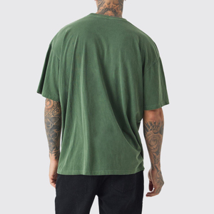 T-shirt vert surdimensionné pour homme Korn avec logo imprimé sur le devant, style streetwear, manches courtes, col rond, jersey de coton - Product Image 2