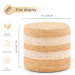 Poggiapiedi Quadrato Bianco Fatto a Mano in Giacinto d'Acqua Naturale con Contenitore per Arredamento Casa e Uso Alberghiero - Product Image 2