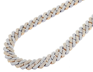 Luxury Two Tone Moissanite Cuban Link <b>Chain</b> Necklace <b>Iced</b> <b>Out</b> Hip Hop Jewelry Bold Statement Shine Design Gift - Product Image 4