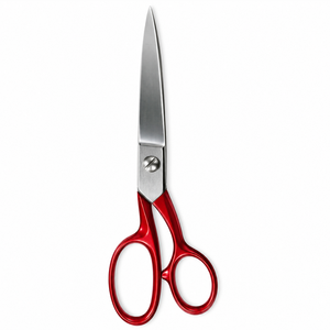 Ciseaux de tailleur multi-usages rouges en acier inoxydable à bord lisse, manche en acier inoxydable, outil de coupe non pliable de qualité DIY - Product Image 6