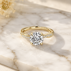 Bague de fiançailles solitaire en or 10K SHRAMAN DIAMOND, personnalisée, avec tige torsadée, pavé de moissanite, unisexe, alliance éternité, anniversaire - Product Image 5