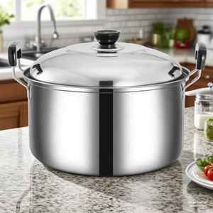 Olla para Sopa de Acero Inoxidable con Tapa de Vidrio, Olla Multiusos para Cocina, Olla para Caldos, Compatible con Inducción, Apta para Lavavajillas y Horno - Product Image 6