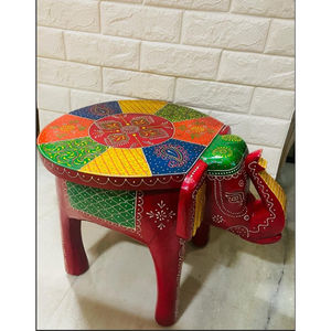 Taburete Decorativo de Madera con Forma de Elefante SwamiG TradeX, Diseño Art Deco Hecho a Mano, Pintado a Mano, Decoración Ecológica para el Hogar - Product Image 2