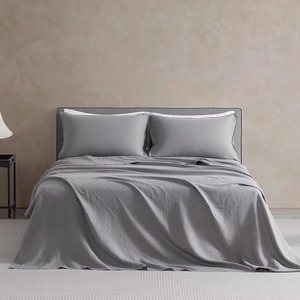 Parure de draps 100 % lin pur, taille Queen, lavé à la pierre, linge de lit français, draps plats et housses de matelas - Product Image 5