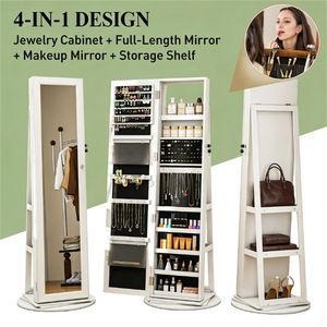 Specchio Decorativo Bianco con Armadietto Portagioie e Organizer per Trucchi - Product Image 3