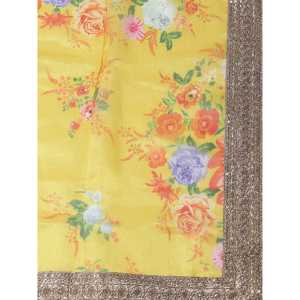 <b>Charming</b> Yellow Floral Printed Organza Wedding Wear Lehenga Choli - Product Image 2