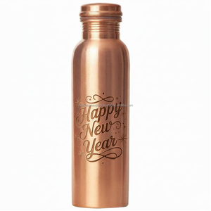 ขวดน้ำทองแดงบริสุทธิ์32ออนซ์พร้อมฝาปิดสลักลายสุขสันต์วันปีใหม่ - Product Image 5