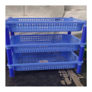 Chariot de rangement pliable à trois niveaux en plastique réglable pour l'organisation de la maison, étagère à épices empilable pour la cuisine - Product Image 5