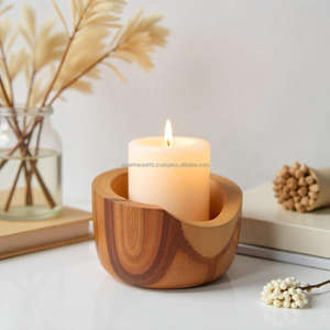 เชิงเทียนไม้หรูหราพร้อมที่จับทำด้วยมือสำหรับการตกแต่งภายในบ้านที่ทันสมัยตกแต่งและเน้นการใช้งาน - Product Image 5