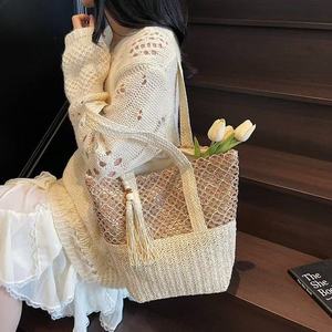 Nouveau Sac Femme Tressé Creux en Paille Vintage Tendance avec Fermeture Éclair pour Trajet Quotidien, Voyage et Usage Polyvalent (Automne/Printemps/Été) - Product Image 1