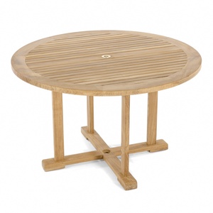 <b>Round</b> Teak Outdoor <b>Dining</b> <b>Table</b> Patio Garden <b>Table</b> <b>Solid</b> <b>Wood</b> 4 Seater - Product Image 2