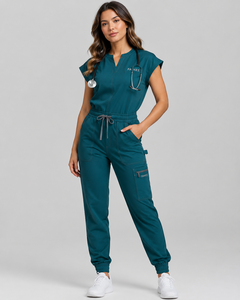 FAWKES SPORTS Unisex Navy Nurse <b>Scrub</b> <b>Set</b> with Polyester/Cotton Woven Fabric Pink Drawstring Pockets for Hospital Use - Product Image 5