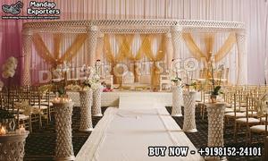 Structure de Mandap de Mariage Ouvert de Luxe pour Événements en Floride, Arches Métalliques Dorées pour Aménagement Extérieur, Vente 2026, Décoration d'Événements aux États-Unis - Product Image 4