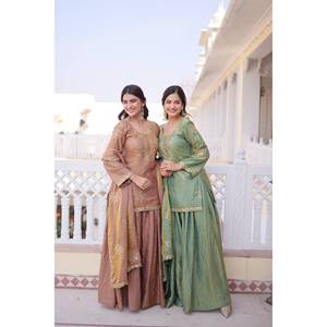 Traje Sharara Premium, Shalwar Kameez étnico, estilo indio punjabi pakistaní, bordado, para bodas y fiestas, para mujer - Product Image 1