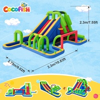 Parc aquatique gonflable Cocofish Oxford, toboggan aquatique gonflable à double voie avec piscine à jets d'eau, jeux aquatiques gonflables pour enfants