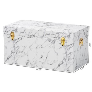Elegant Marble Texture Storage Trunk Perfect For Bedroom Living Room Organization And Gift Presentation Wholesale From India - Product Image 2