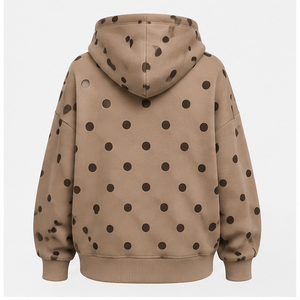 Sudadera con Capucha Holgada para Mujer, Color Taupe Cálido, con Puntos Ampliamente Espaciados, Teñida en la Prenda, de Algodón y Felpa, Modelo WPHOOD-0021, Personalizable - Product Image 5