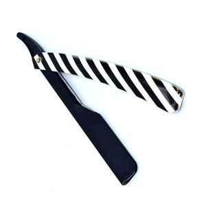 Navaja de barbero de hoja recta con mango plegable, desechable, para cortar y afeitar la barba, con soporte. - Product Image 2