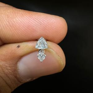 Modern Inverted Pyramid Diamond Dangle <b>Earring</b> In 14K Gold For <b>Tragus</b> And Helix <b>Piercing</b> - Product Image 4