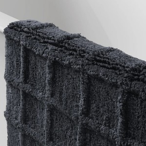 Dark Blue Rectangular Bath <b>Mat</b> With Grid Pattern Soft Non <b>Slip</b> Surface For Bathroom Use - Product Image 6