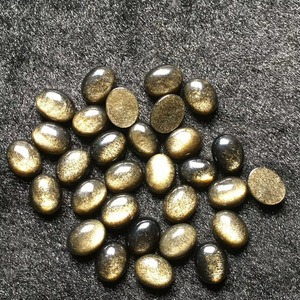 Cabochon en obsidienne dorée naturelle taillée ovale, fait main, pour bague DIY, pierre précieuse avec jeu de couleurs/effet de feu, tailles 4mm/5mm, vente en gros - Product Image 4