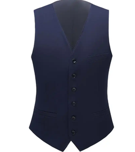 Traje de Negocios de Tres Piezas Azul Oscuro para Hombre, Estilo Británico, Cuello de Solapa, Antiarrugas, Mezcla de Lana, Ropa Formal - Product Image 3