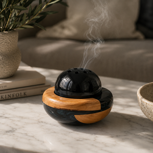Decorative Luxury Bakhoor Burner Resin Wood Incense Holder Custom Arabic Oud Burner Pot Ramadan <b>Eid</b> <b>Gift</b> For Home Fragrance - Product Image 4
