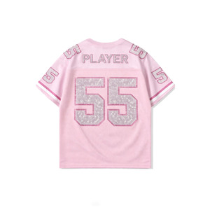 Maillot de football américain tendance Y2K pour femme, en maille tricotée, col en V, avec numéro en strass, débardeur à manches courtes, coupe ample, style streetwear - Product Image 3