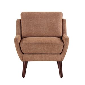 Poltrona Arancione con Gambe in Legno Massello, Rivestimento in Ciniglia, Stile Contemporaneo per Soggiorno - Product Image 3