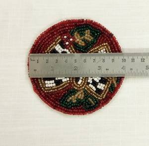 Handmade Oriental Fabric Coasters Red Beaded Bohemian Design Round 300mm Diameter Set of 6 Premium Eco-Friendly <b>Table</b> Mats - Product Image 2