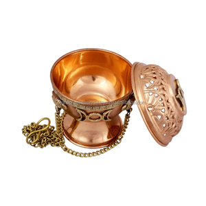 Quemador de Incienso Triple Luna Colgante de Cobre Premium, Incensario Decorativo para el Hogar, Altar, Yoga, Meditación y Uso en Rituales Sagrados - Product Image 2