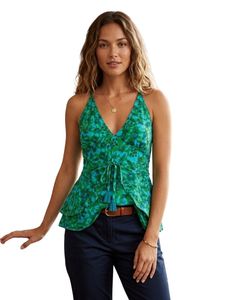 Blusa de Mujer Ecológica de Rayón con Cuello en V, Casual, sin Mangas, con Lazos Delanteros, Estampado Floral Bohemio, para Primavera/Verano, Personalizable - Product Image 3