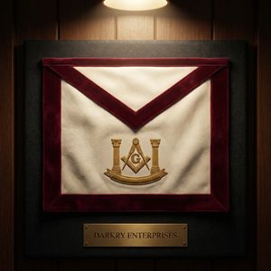 Custom Handmade Masonic White Leather Apron <b>Green</b> <b>Silk</b> Border Gold Bullion Wire Embroidery Square Compass Wreath Master Regalia - Product Image 4