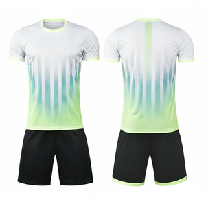 Ensemble de maillot de football pour homme, couleur dégradée, manches courtes, col rond, respirant, anti-transpiration, séchage rapide, polyester, vêtements de sport - Product Image 1