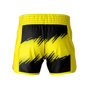 กางเกงมวยไทย MMA 4 Games สีเหลืองดำ พิมพ์ลายแบบ Sublimation แห้งเร็ว สำหรับผู้ใหญ่ ยูนิเซ็กซ์  สำหรับกีฬาผสมหลายประเภท ทรงปกติ - Product Image 3